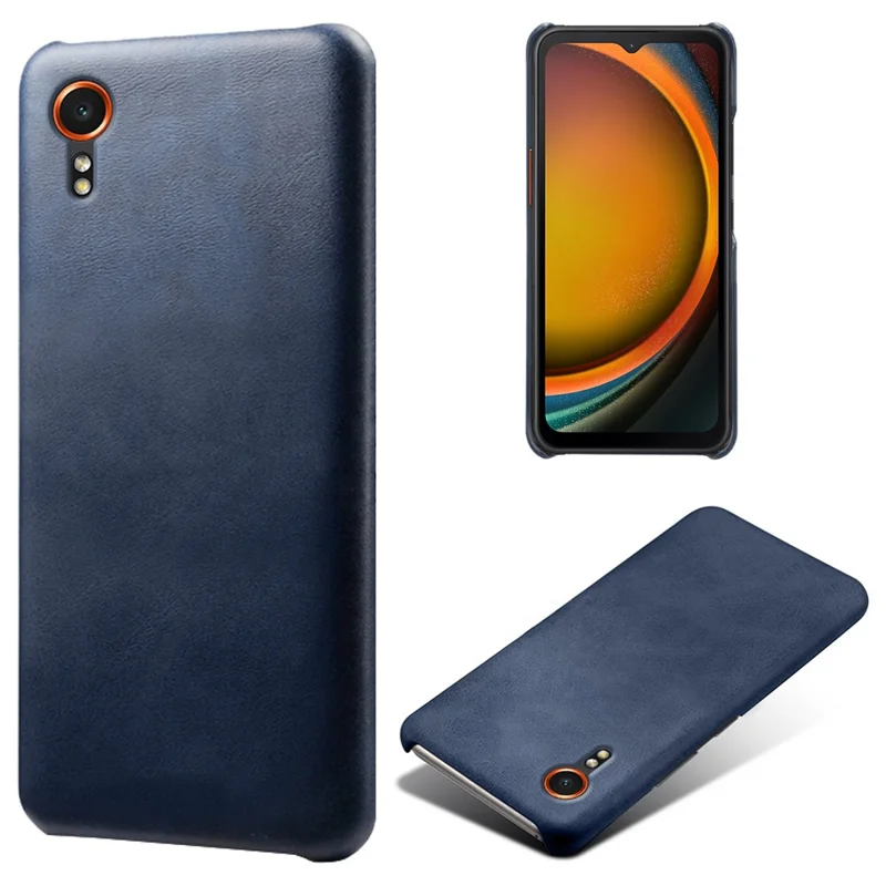 For Samsung Galaxy Xcover7 Case Shock-Absorbent PU Leather+PC Calf Texture Phone Cover - Blue