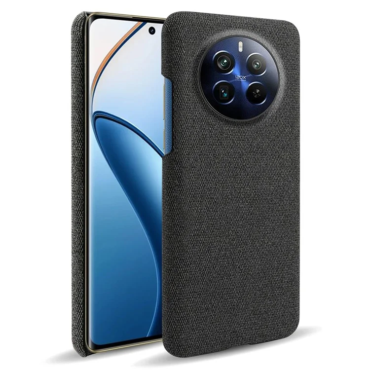 For Realme 12 Pro 5G / 12 Pro+ 5G Case Scratch-resistant PC+Cloth Smart Phone Back Protector - Black