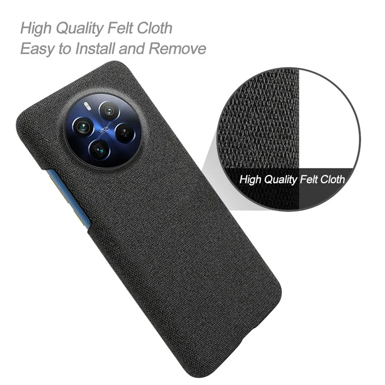 For Realme 12 Pro 5G / 12 Pro+ 5G Case Scratch-resistant PC+Cloth Smart Phone Back Protector - Black