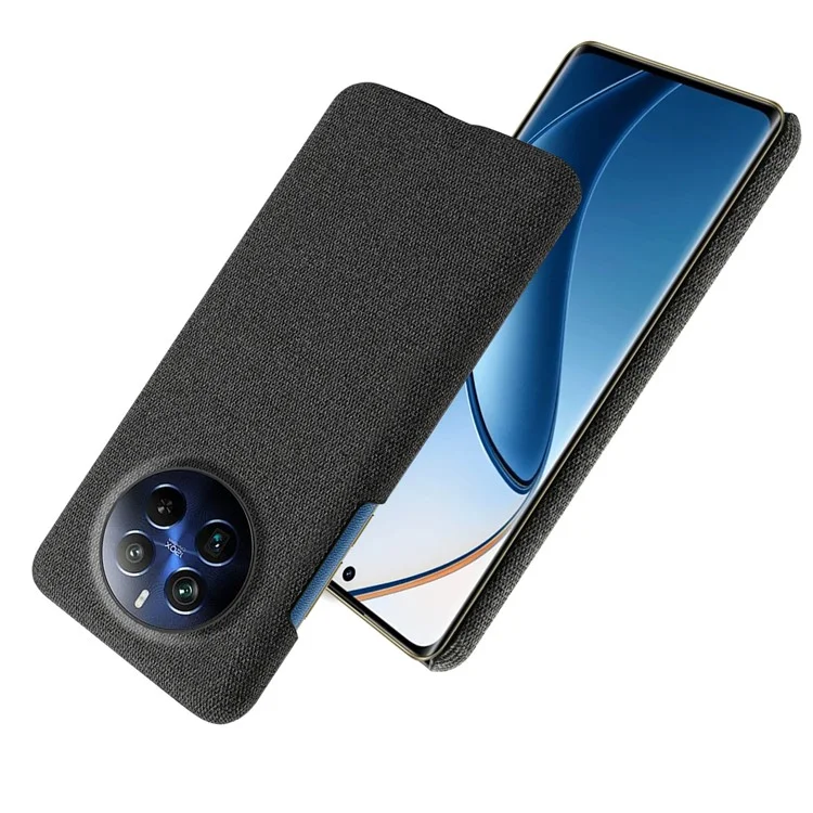For Realme 12 Pro 5G / 12 Pro+ 5G Case Scratch-resistant PC+Cloth Smart Phone Back Protector - Black