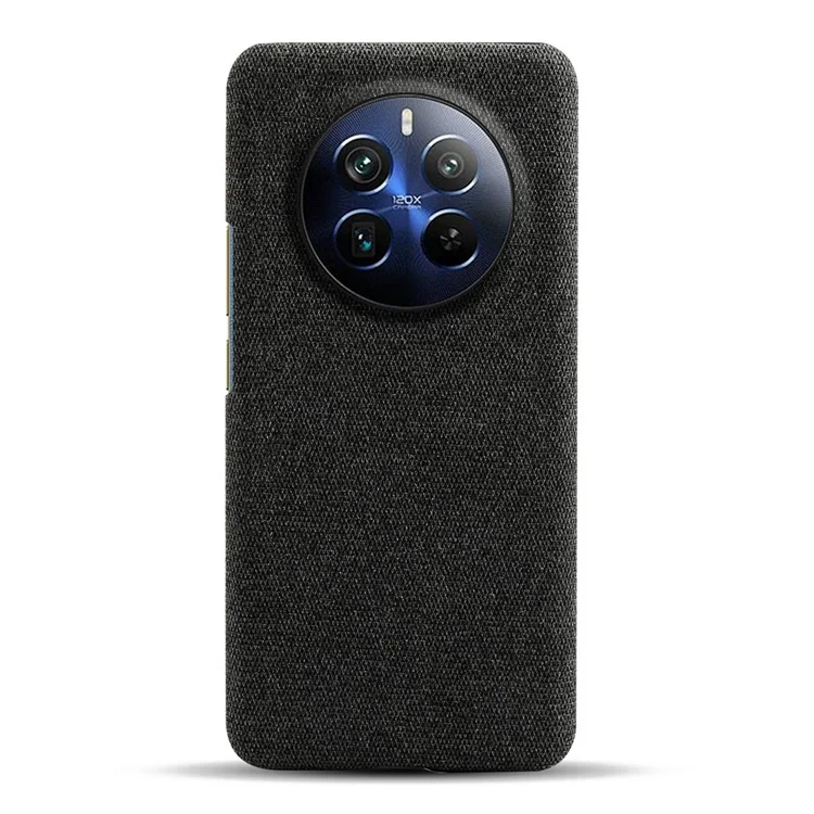 For Realme 12 Pro 5G / 12 Pro+ 5G Case Scratch-resistant PC+Cloth Smart Phone Back Protector - Black