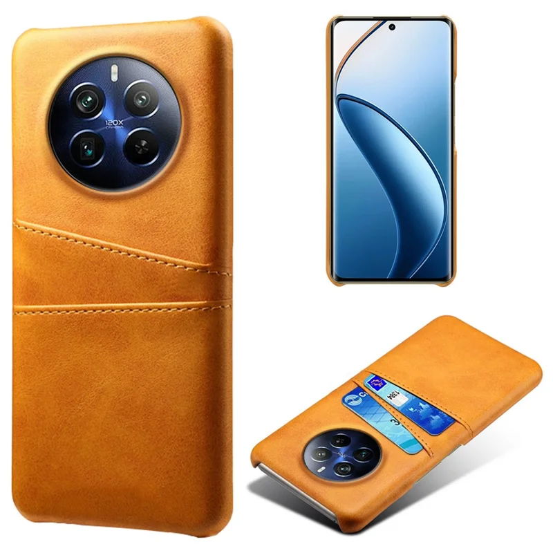 Phone Case for Realme 12 Pro 5G / 12 Pro+ 5G Shell Leather+PC Dual Card Slots Back Cover - Orange