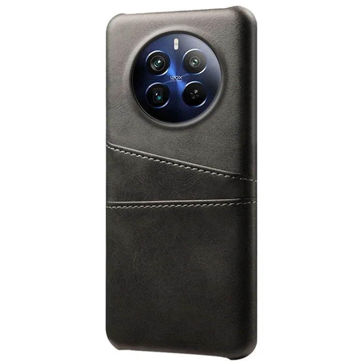 Phone Case for Realme 12 Pro 5G / 12 Pro+ 5G Shell Leather+PC Dual Card Slots Back Cover - Black