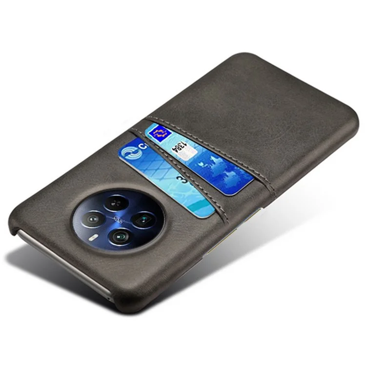 Phone Case for Realme 12 Pro 5G / 12 Pro+ 5G Shell Leather+PC Dual Card Slots Back Cover - Black