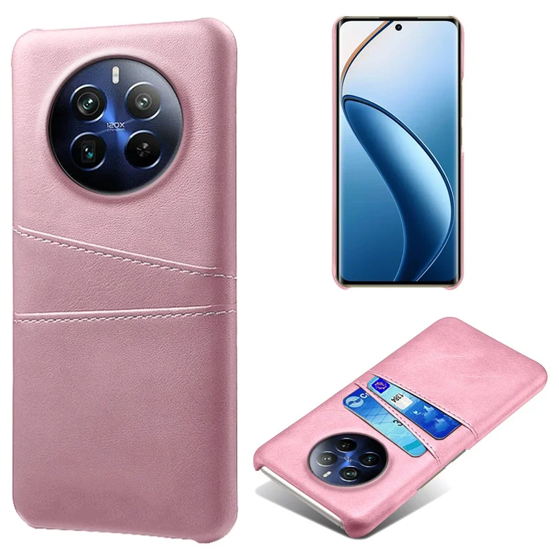 Phone Case for Realme 12 Pro 5G / 12 Pro+ 5G Shell Leather+PC Dual Card Slots Back Cover - Rose Gold