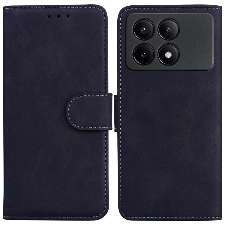 For Xiaomi Redmi K70E 5G / Poco X6 Pro 5G Case PU Leather Phone Protector Pure Color Protective Phone Stand - Black