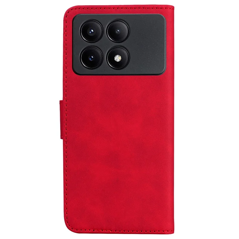For Xiaomi Redmi K70E 5G / Poco X6 Pro 5G Case PU Leather Phone Protector Pure Color Protective Phone Stand - Red