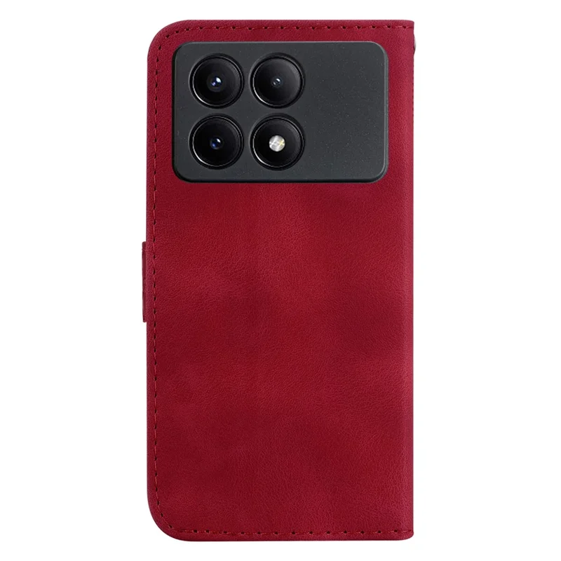 For Xiaomi Redmi K70E 5G / Poco X6 Pro 5G Case 7-Shape Imprinted Phone Wallet Cover - Red