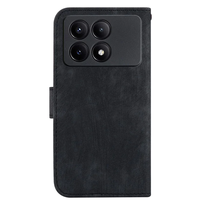 Pour Xiaomi Redmi K70E 5G / Poco X6 Pro 5G Étui en cuir Impression de tigre Housse de téléphone avec sangle - Noir