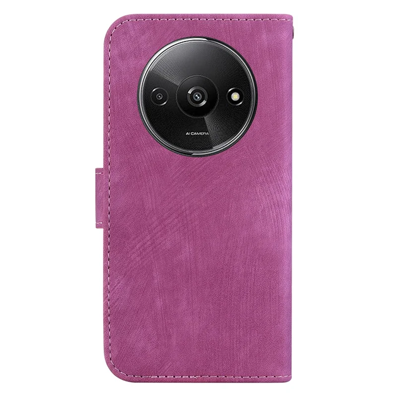 For Xiaomi Redmi A3 / Poco C61 4G Case Leather Protective Cover Tiger Imprint Phone Shell with Hand Strap - Red