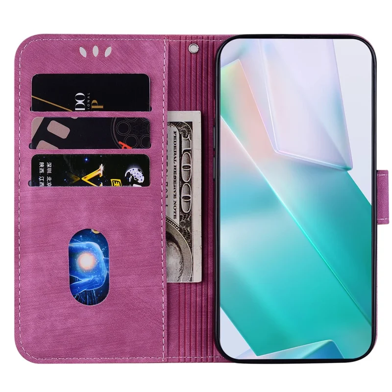 For Xiaomi Redmi A3 / Poco C61 4G Case Leather Protective Cover Tiger Imprint Phone Shell with Hand Strap - Red