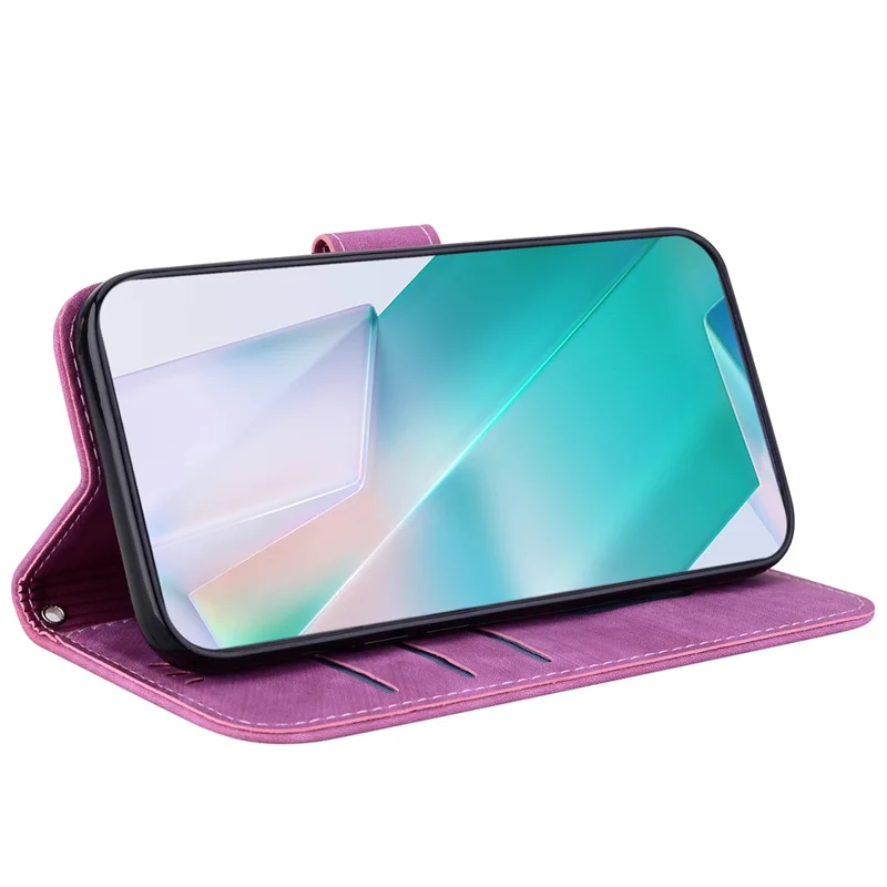 For Xiaomi Redmi A3 / Poco C61 4G Case Leather Protective Cover Tiger Imprint Phone Shell with Hand Strap - Red