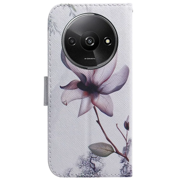Per Xiaomi Redmi A3 / Poco C61 4G Custodia Magnetica Antiurto Stampa Motivo Custodia con Supporto - Fiore Rosa