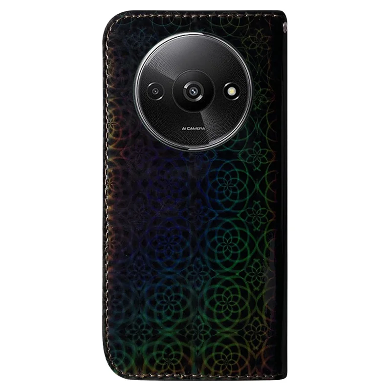 For Xiaomi Redmi A3 / Poco C61 4G PU Leather Case Anti-scratch Dazzling Flower Pattern Phone Protector - Black