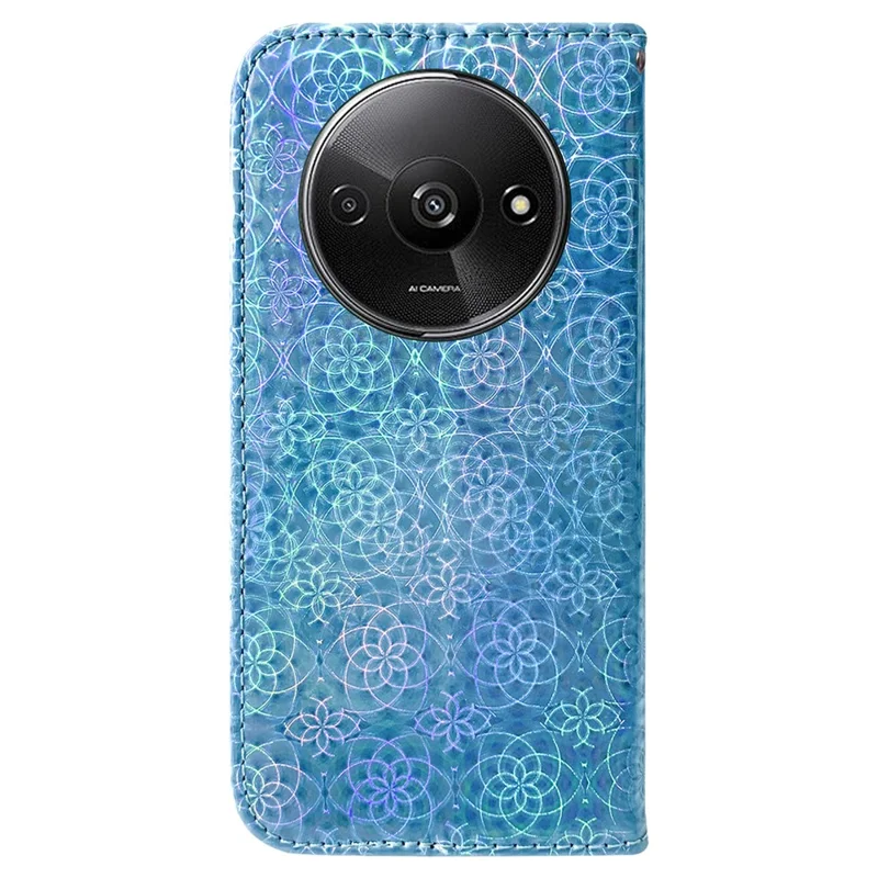 For Xiaomi Redmi A3 / Poco C61 4G PU Leather Case Anti-scratch Dazzling Flower Pattern Phone Protector - Blue