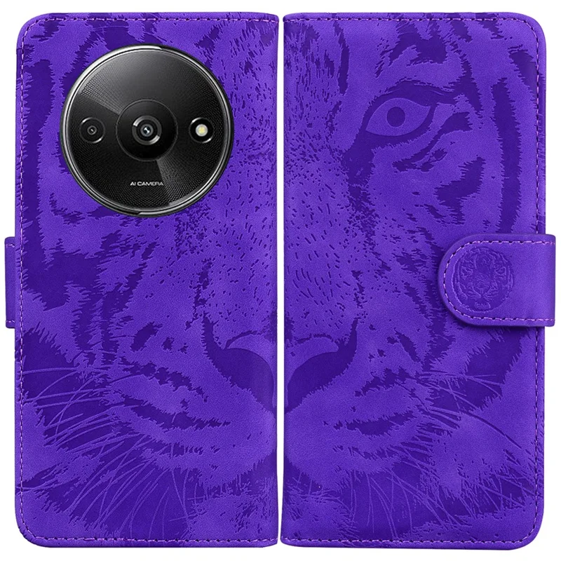For Xiaomi Redmi A3 / Poco C61 4G Cell Phone Cover Protective Case Tiger Imprinted Pattern Phone Shell - Purple