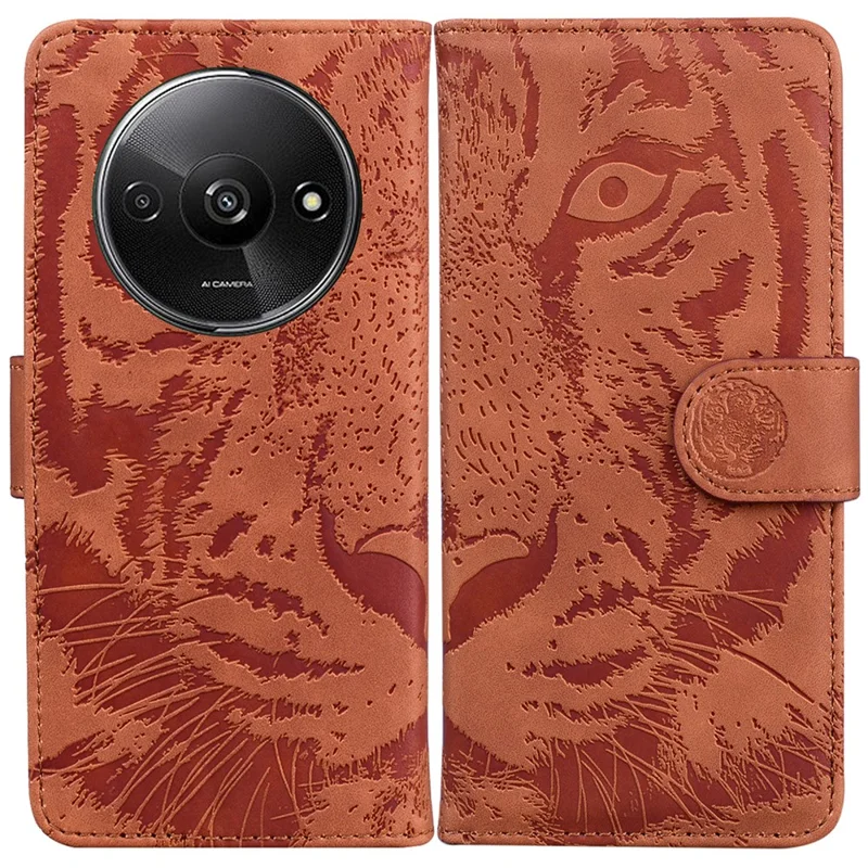 For Xiaomi Redmi A3 / Poco C61 4G Cell Phone Cover Protective Case Tiger Imprinted Pattern Phone Shell - Brown