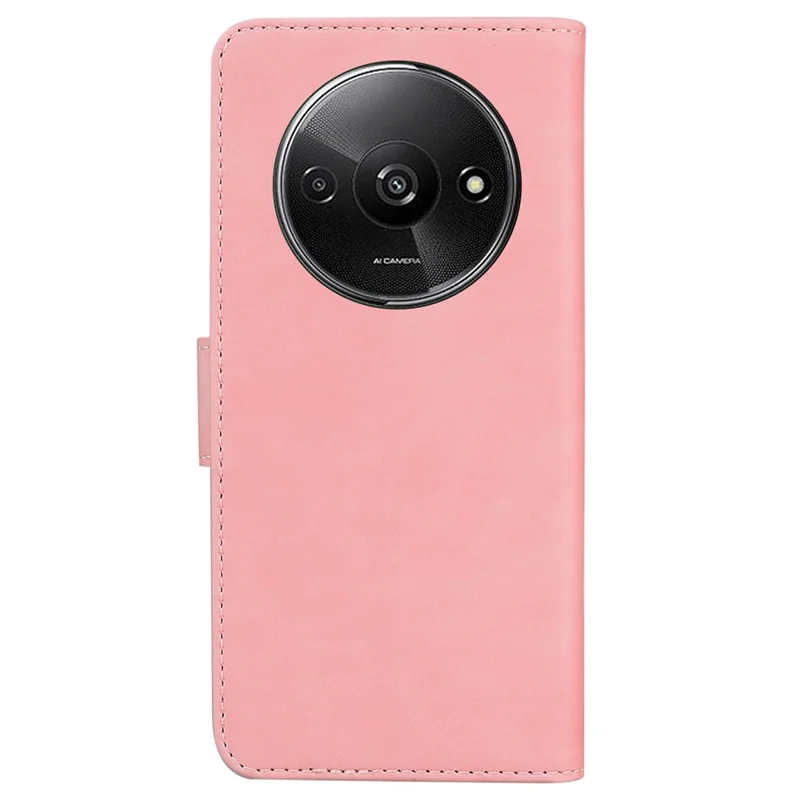 For Xiaomi Redmi A3 / Poco C61 4G Cell Phone Case PU Leather Drop-proof Cover Pure Color Phone Stand - Pink