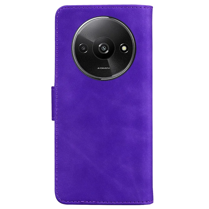 For Xiaomi Redmi A3 / Poco C61 4G Cell Phone Case PU Leather Drop-proof Cover Pure Color Phone Stand - Purple