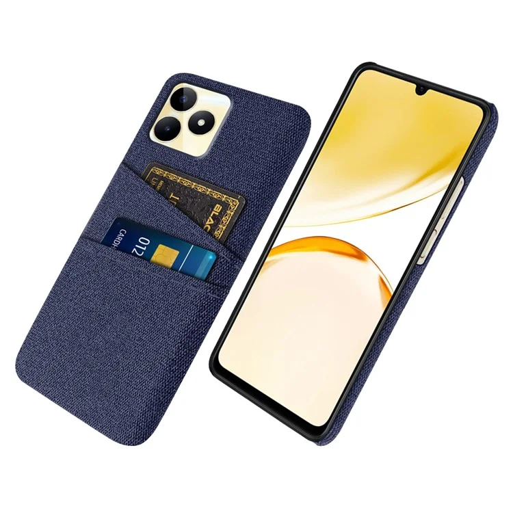Für Realme Narzo N53 4G Dual Card Holder Handy-Hülle Stofftextur Harte PC-Abdeckung - Blau