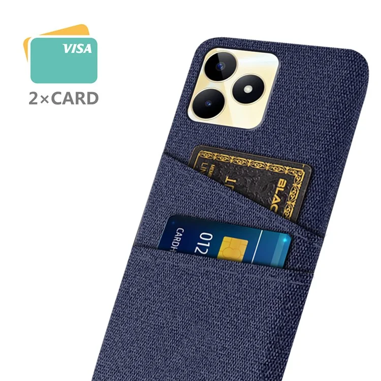 Für Realme Narzo N53 4G Dual Card Holder Handy-Hülle Stofftextur Harte PC-Abdeckung - Blau
