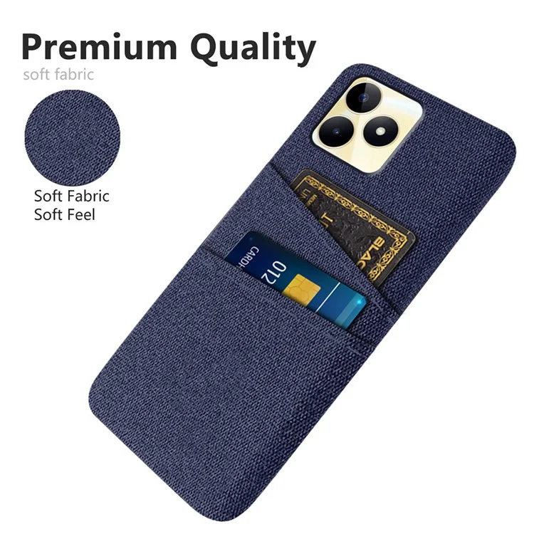 Für Realme Narzo N53 4G Dual Card Holder Handy-Hülle Stofftextur Harte PC-Abdeckung - Blau