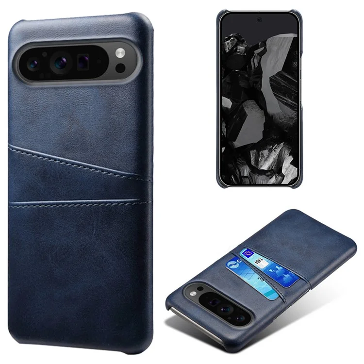 Para Google Pixel 9 Pro XL Shockproof Case Hard PC Card Holder Back Phone Cover - Azul