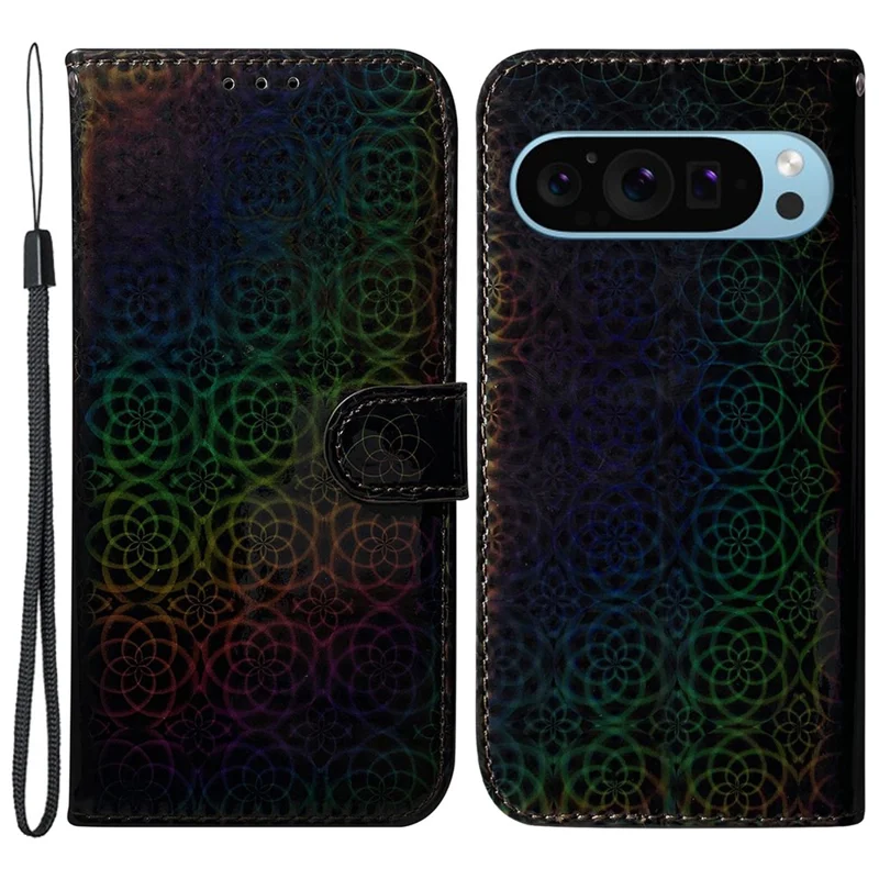 For Google Pixel 9 Pro XL Phone Protector Anti-Scratch Dazzling Flower Pattern Phone Case - Black