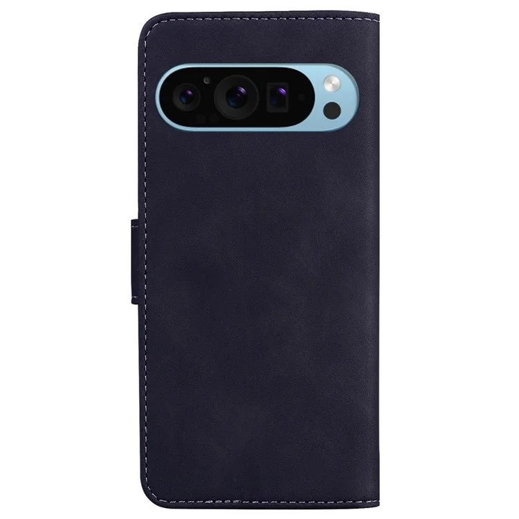 For Google Pixel 9 Pro XL Cover PU Leather Case Pure Color Wallet Cover Protective Phone Stand - Black