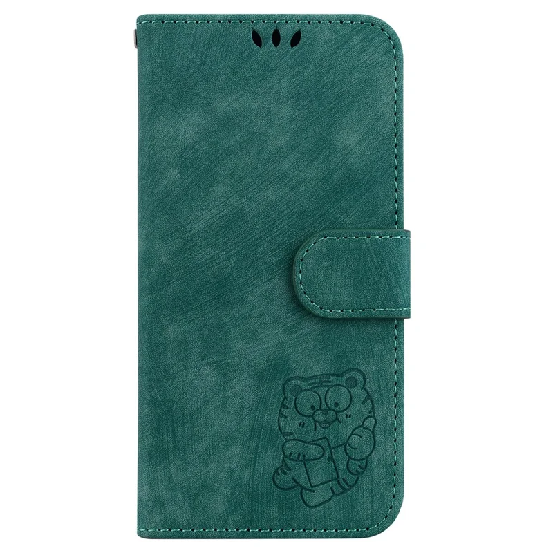For Google Pixel 9 Pro XL Case Cute Tiger Imprint Leather Wallet Drop-Proof Phone Cover - Green