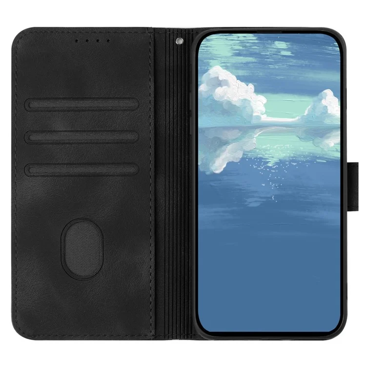 YX0040 For Samsung Galaxy S24 Ultra Cell Phone Case Imprinted Leather Shockproof Wallet Phone Cover - Black