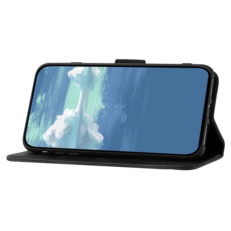 YX0040 For Samsung Galaxy S24 Ultra Cell Phone Case Imprinted Leather Shockproof Wallet Phone Cover - Black