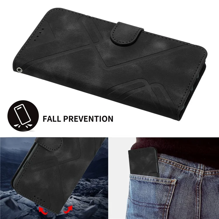 YX0040 For Samsung Galaxy S24 Ultra Cell Phone Case Imprinted Leather Shockproof Wallet Phone Cover - Black