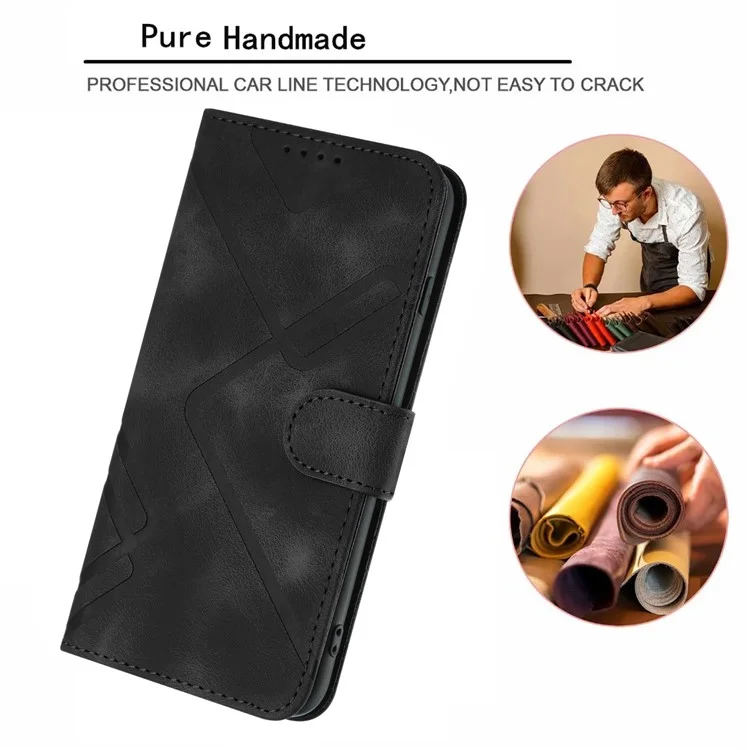 YX0040 For Samsung Galaxy S24 Ultra Cell Phone Case Imprinted Leather Shockproof Wallet Phone Cover - Black