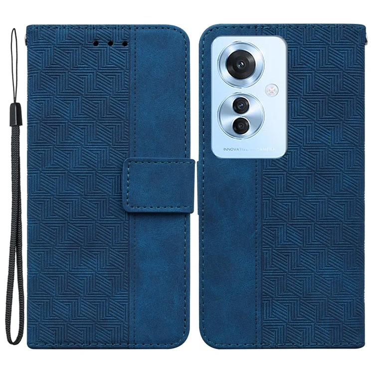 Für Oppo Reno11 F 5g / F25 Pro 5g-hülle Geometrie Geprägte Anti-schock-leder-brieftaschen-telefonabdeckung - Blau