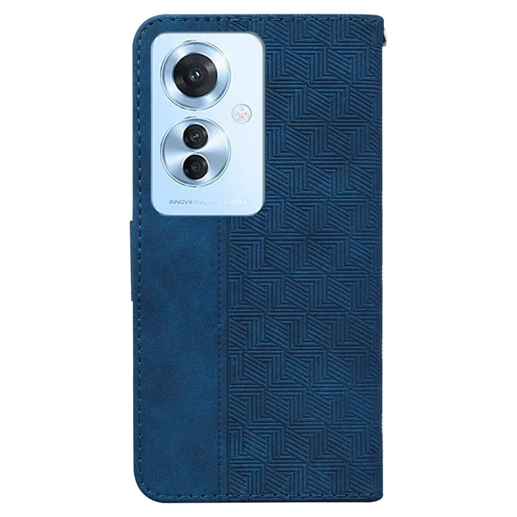 Für Oppo Reno11 F 5g / F25 Pro 5g-hülle Geometrie Geprägte Anti-schock-leder-brieftaschen-telefonabdeckung - Blau