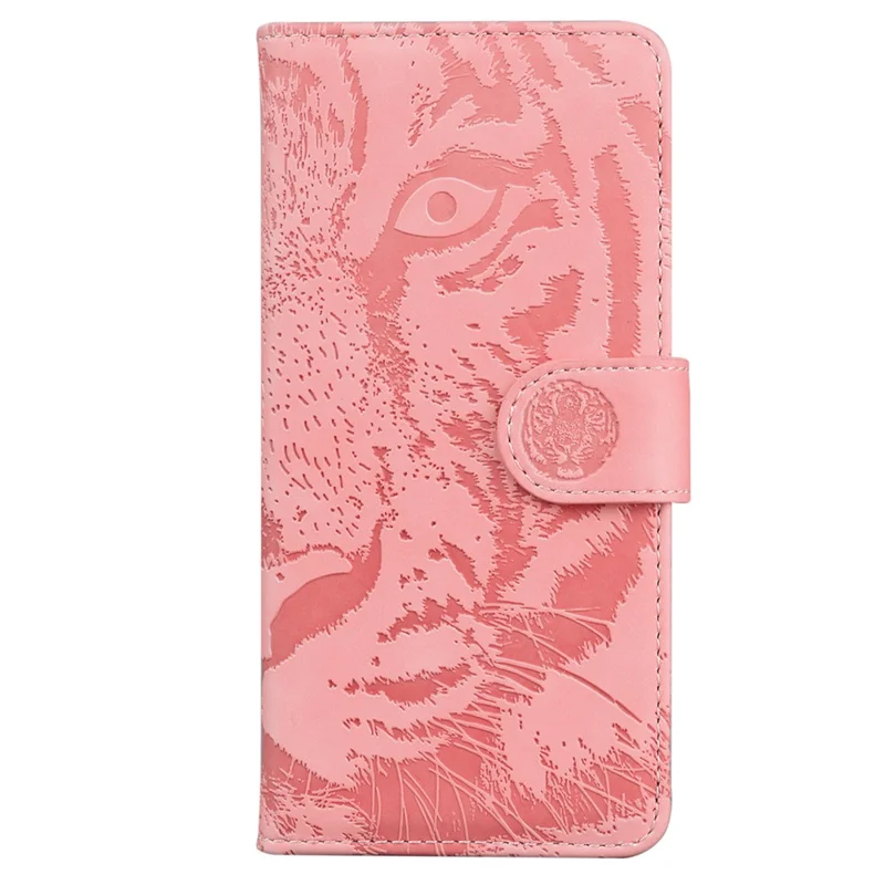 Para Oppo Reno11 5G (Global) Case Tiger Imprint Leather Wallet Shockproof Cell Phone Cover - Pink