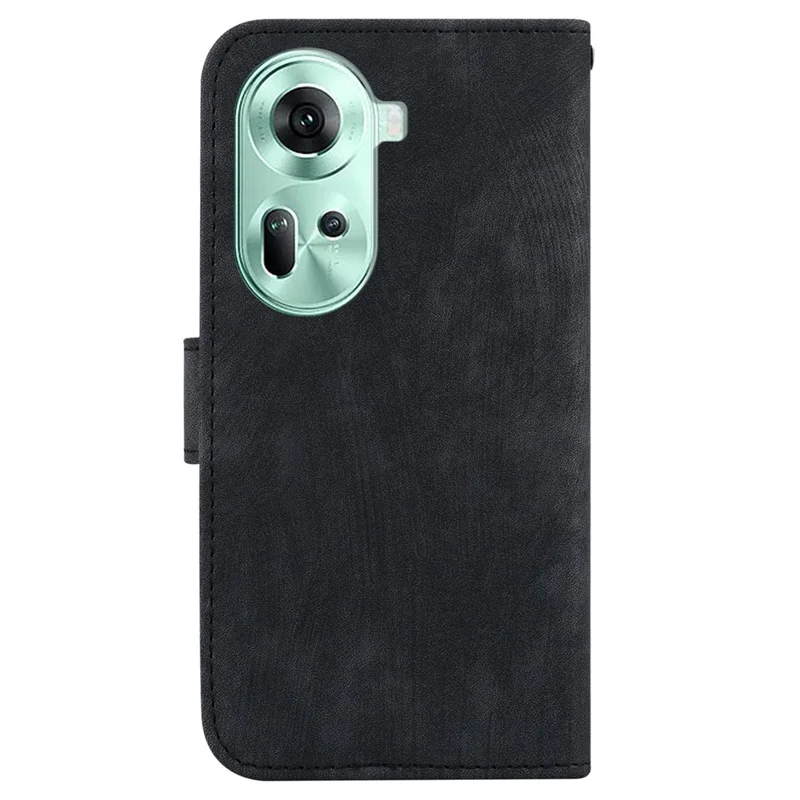 Per Oppo Reno11 5G (Global) Custodia per telefono cellulare Impronta di tigre Protezione antiurto Custodia in pelle PU con supporto - Nero