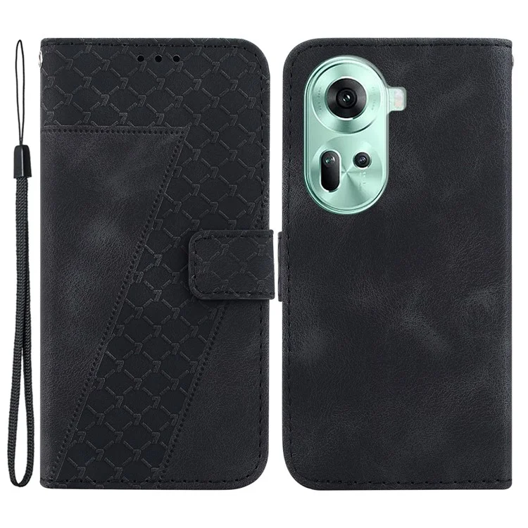 Per Oppo Reno11 5G (Global) Custodia per cellulare Custodia in pelle con motivo a 7 forme antishock - Nero