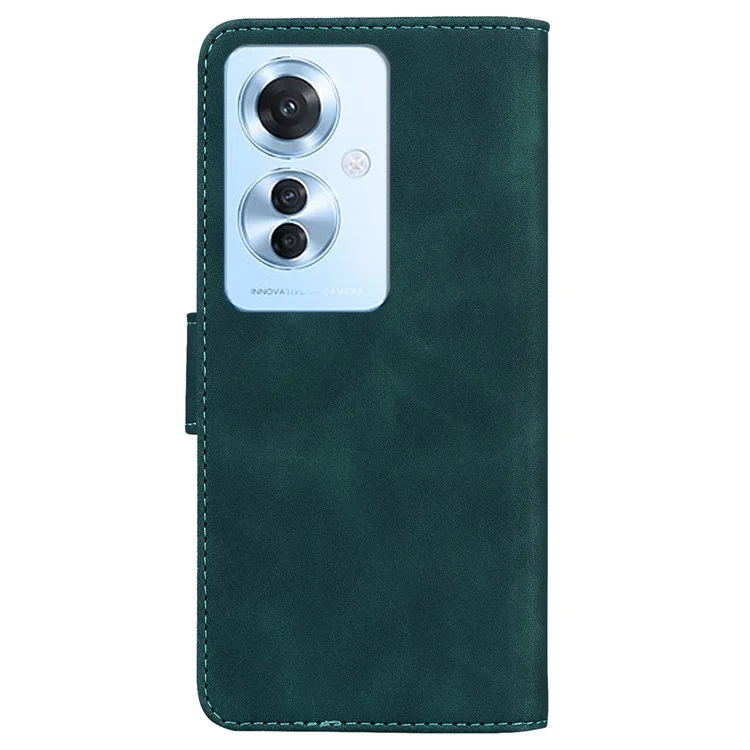 For Oppo Reno11 F 5G / F25 Pro 5G Case Solid Color PU Leather Stand Wallet Mobile Phone Cover - Green