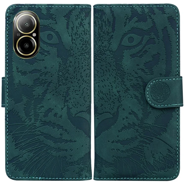 Capa de Celular 4G Realme C67 - Padrão de Tigre Impresso - Verde