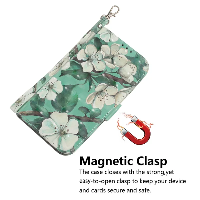 For Realme C67 4G Case Pattern Printing Shockproof Leather Phone Cover with Strap - Watercolor Flowers