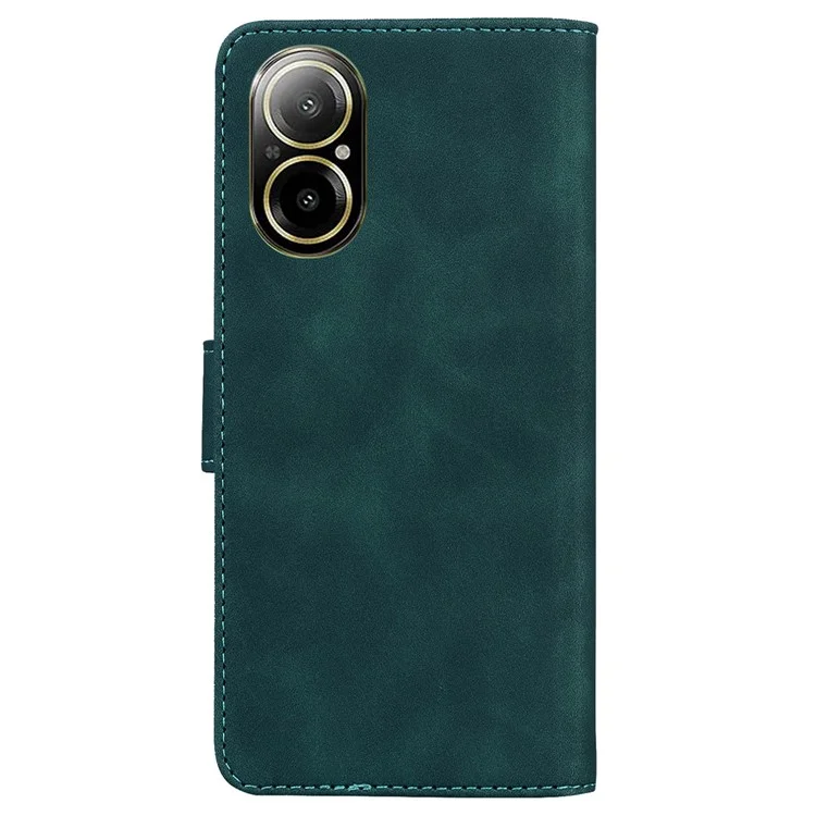 For Realme C67 4G Case Solid Color Leather Folio Wallet Phone Cover - Green