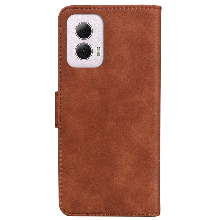For Motorola Moto G Power (2024) Case Folio Design Butterfly Printing Leather Phone Cover - Brown