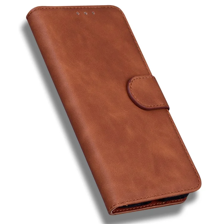 For Motorola Moto G Power (2024) Case Card Holder Stand Solid Color Leather Phone Cover - Brown