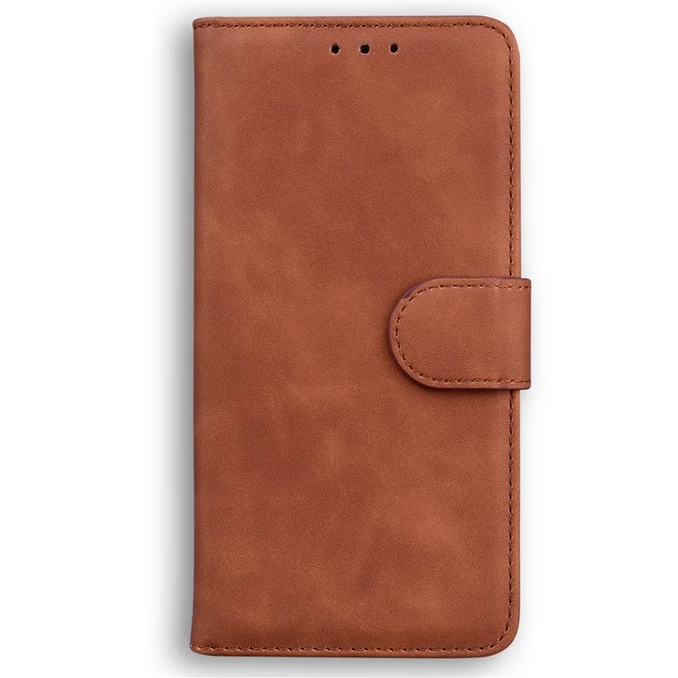 For Motorola Moto G Power (2024) Case Card Holder Stand Solid Color Leather Phone Cover - Brown