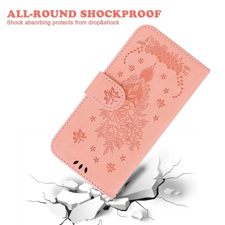 For Motorola Moto G Power (2024) Case Flower Pattern Stand PU Leather Phone Cover - Pink