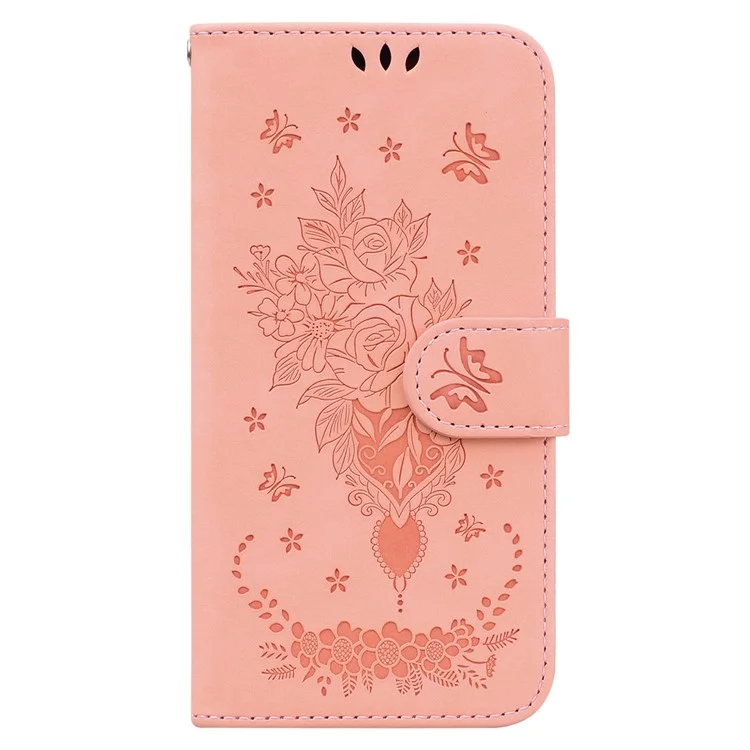 For Motorola Moto G Power (2024) Case Flower Pattern Stand PU Leather Phone Cover - Pink