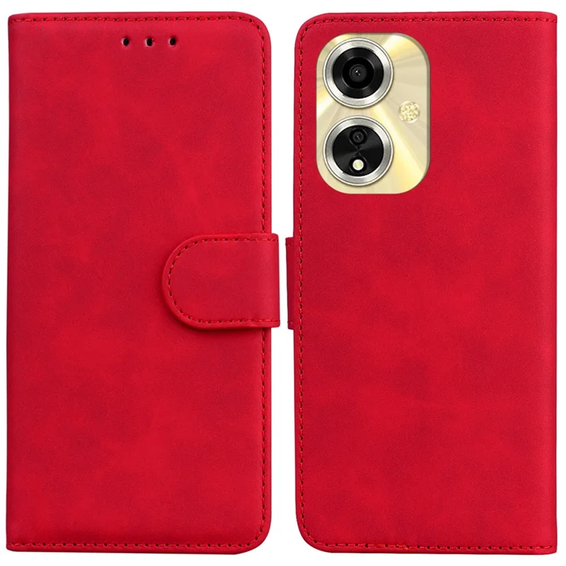 Futerał portfelowy ze stojakiem dla Oppo A59 5G / A2m 5G, pokrowiec z poliuretanowej skóry z wkładem z TPU - Czerwony