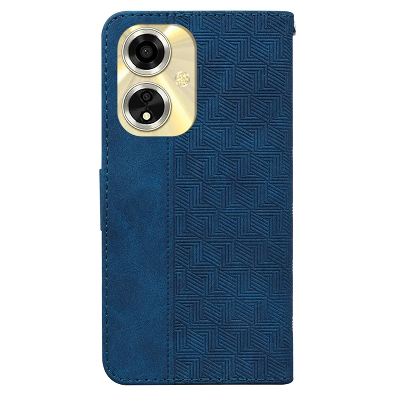 For Oppo A59 5G / A2m 5G Case Geometry Imprinted Leather Phone Cover with Wallet - Blue